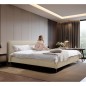 Lit design en cuir italien de luxe AURENE, beige, 140x200 Lit design en cuir italien de luxe AURENE, beige, 140x200