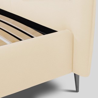 Lit design en cuir italien de luxe AURENE, beige, 160x200