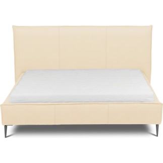 Lit design en cuir italien de luxe AURENE, beige, 160x200