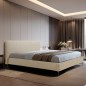 Lit design en cuir italien de luxe AURENE, beige, 180x200 Lit design en cuir italien de luxe AURENE, beige, 180x200