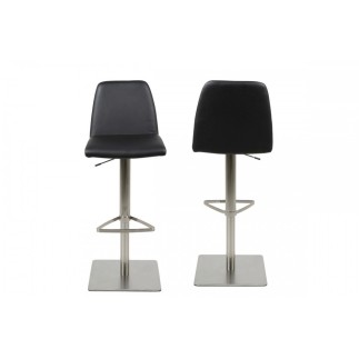 Tabouret design en simili cuir noir, AMSTERDAM