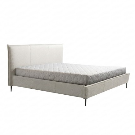 Lit design en cuir italien de luxe AURENE, blanc cassé, 140x200