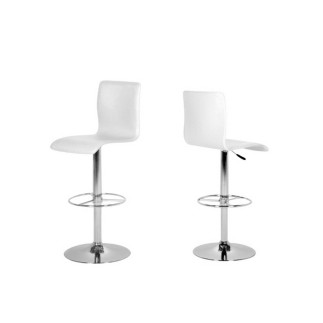 Lot de 2 tabourets design en simili cuir blanc, AZINA