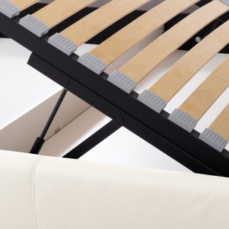 Lit design en cuir italien de luxe AURENE, blanc cassé, 180x200