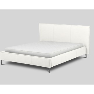 Lit design en cuir italien de luxe AURENE, blanc cassé, 180x200