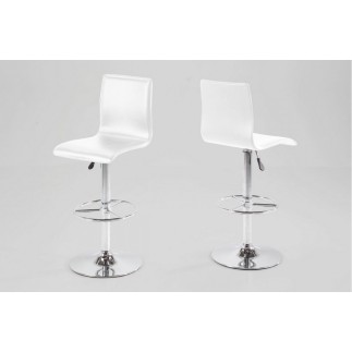 Lot de 2 tabourets design en simili cuir blanc, AZINA