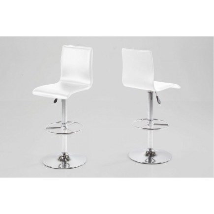 Lot de 2 tabourets design en simili cuir blanc, AZINA