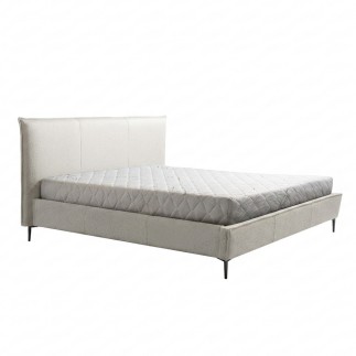 Lit design en cuir italien de luxe AURENE, blanc cassé, 200x200