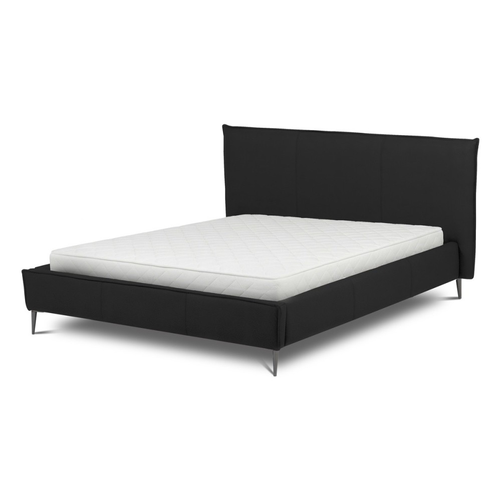 Lit design en cuir italien de luxe AURENE, noir, 140x200