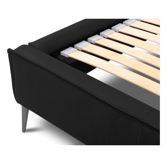Lit design en cuir italien de luxe AURENE, noir, 140x200