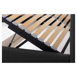 Lit design en cuir italien de luxe AURENE, noir, 140x200