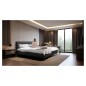 Lit design en cuir italien de luxe AURENE, noir, 160x200 Lit design en cuir italien de luxe AURENE, noir, 160x200