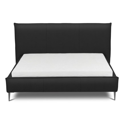 Lit design en cuir italien de luxe AURENE, noir, 160x200