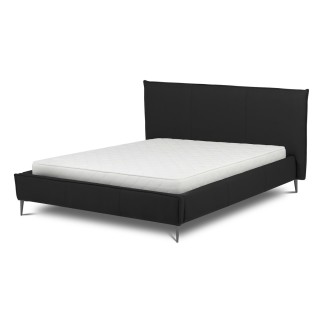 Lit design en cuir italien de luxe AURENE, noir, 160x200