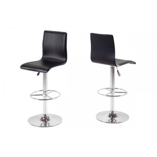 Lot de 2 tabourets design en simili cuir noir, AZINA