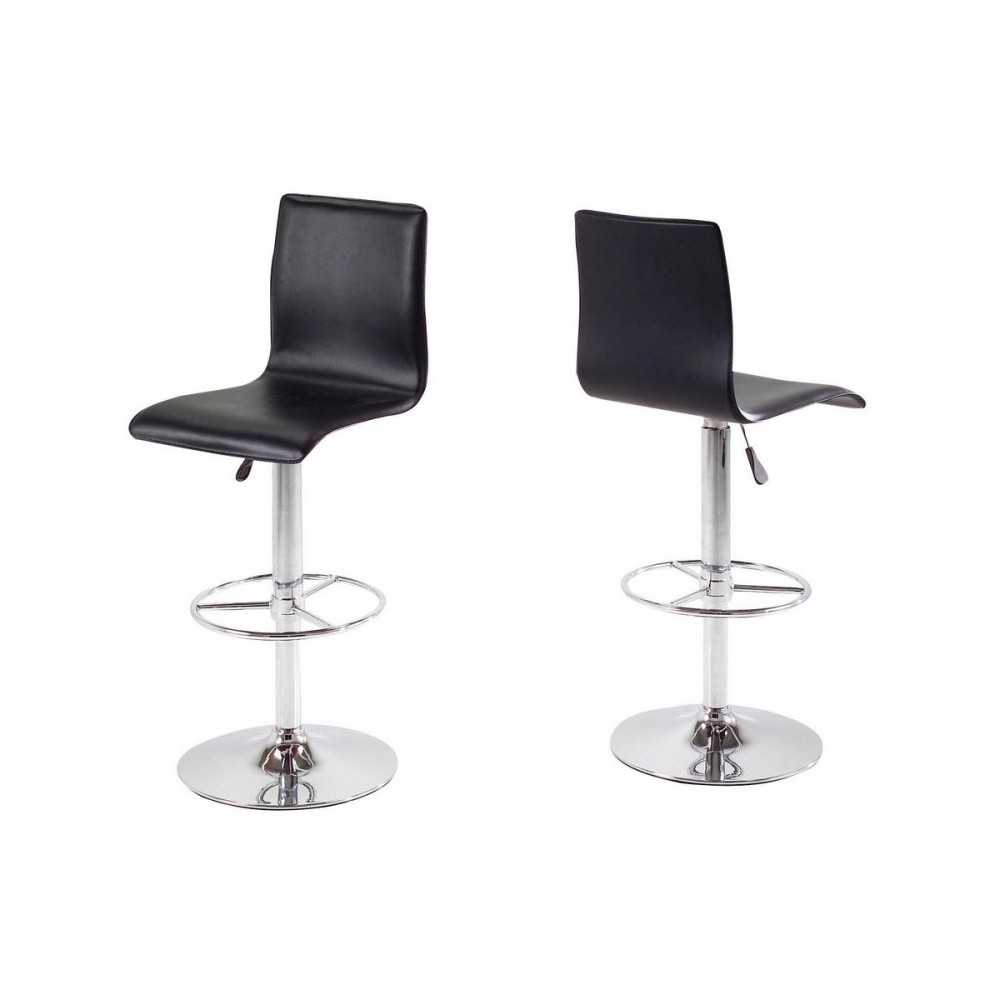 Lot de 2 tabourets design en simili cuir noir, AZINA Lot de 2 tabourets design en simili cuir noir, AZINA