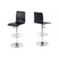 Lot de 2 tabourets design en simili cuir noir, AZINA Lot de 2 tabourets design en simili cuir noir, AZINA