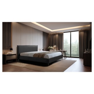 Lit design en cuir italien de luxe AURENE, noir, 180x200
