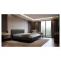 Lit design en cuir italien de luxe AURENE, noir, 180x200