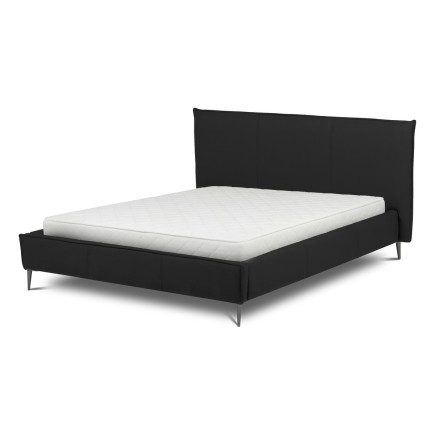 Lit design en cuir italien de luxe AURENE, noir, 180x200