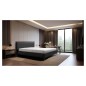 Lit design en cuir italien de luxe AURENE, noir, 200x200 Lit design en cuir italien de luxe AURENE, noir, 200x200