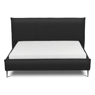 Lit design en cuir italien de luxe AURENE, noir, 200x200