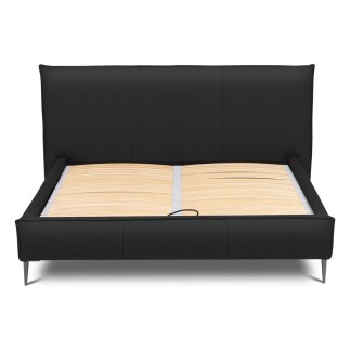 Lit design en cuir italien de luxe AURENE, noir, 200x200