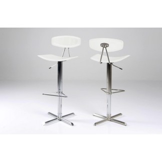 Lot de 2 tabourets design en cuir reconstitué blanc, BLUNT