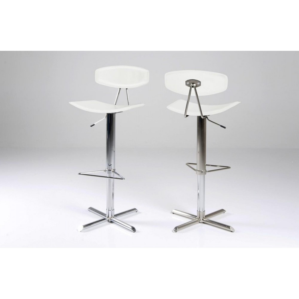 Lot de 2 tabourets design en cuir reconstitué blanc, BLUNT Lot de 2 tabourets design en cuir reconstitué blanc, BLUNT