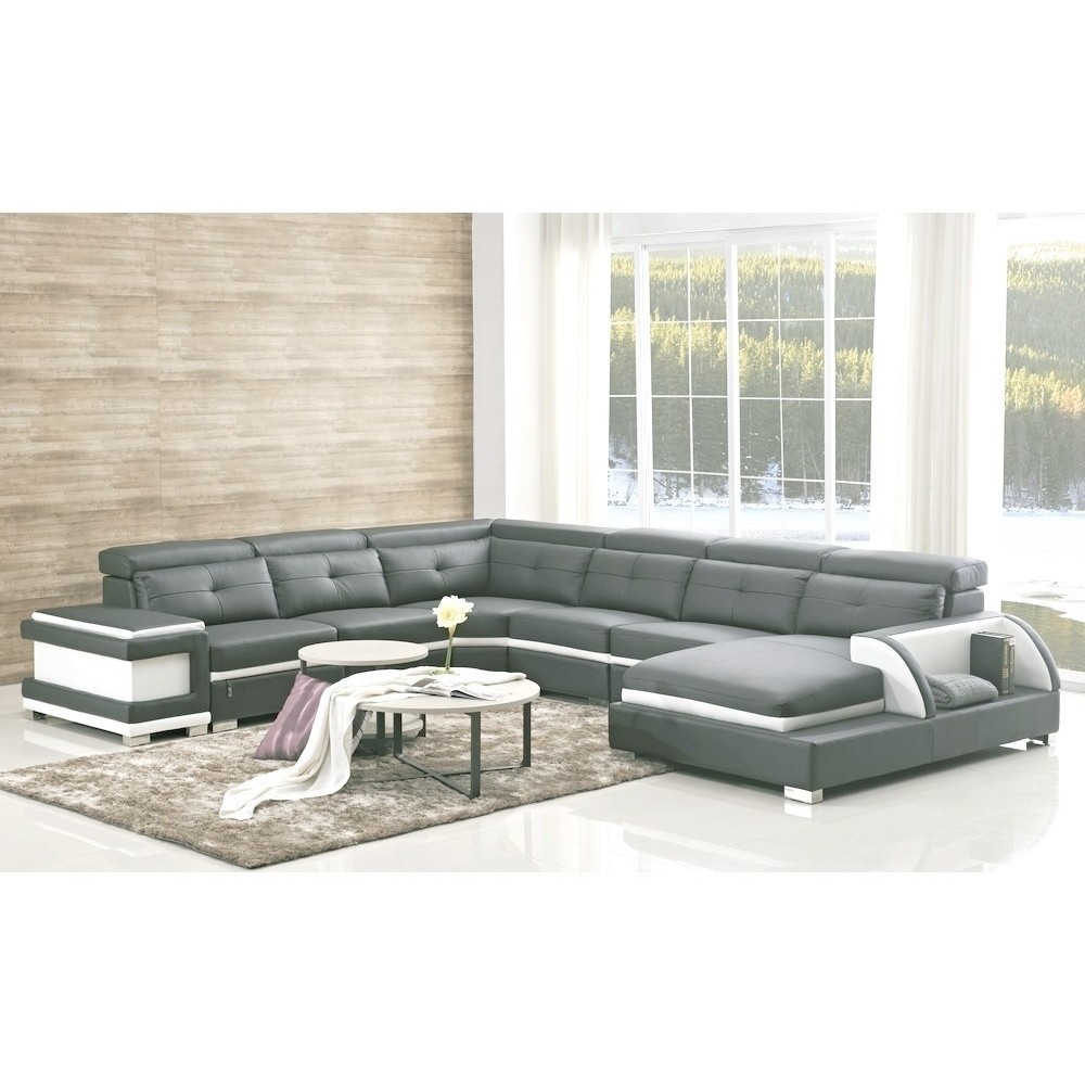 Canapé d'angle cuir buffle italien 7/8 places , BELLISSIMO, blanc et noir, angle droit sur mesure personnalisé, t Canapé d'angle cuir buffle italien 7/8 places , BELLISSIMO, blanc et noir, angle droit sur mesure personnalisé, t