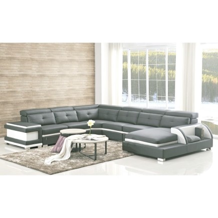 1er paiement : canapé d'angle cuir buffle italien 7/8 places , bellissimo, blanc et noir, angle droit sur mesure personnalisé, t