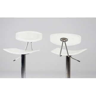 Lot de 2 tabourets design en cuir reconstitué blanc, BLUNT