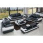 Ensemble canapé 3 places + fauteuil 1 place cuir italien vachette CANDIDE blanc et noir, table basse Candide et po - Ensemble canapé 3 places + fauteuil 1 place cuir italien vachette CANDIDE blanc et noir, table basse Candide et po -