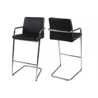 Lot de 2 tabourets design en simili cuir noir, SIGMA