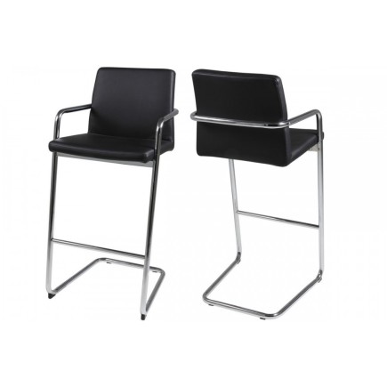 Lot de 2 tabourets design en simili cuir noir, SIGMA