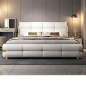 Lit design en cuir italien luxe VARESI avec sommier à lattes offert, blanc, 140x200 Lit design en cuir italien luxe VARESI avec sommier à lattes offert, blanc, 140x200