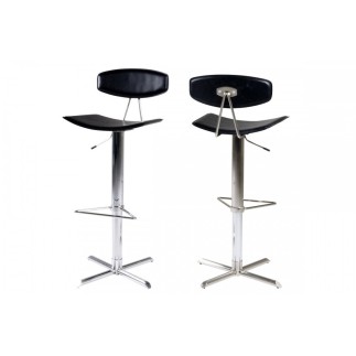 Lot de 2 tabourets design en cuir reconstitué noir, BLUNT