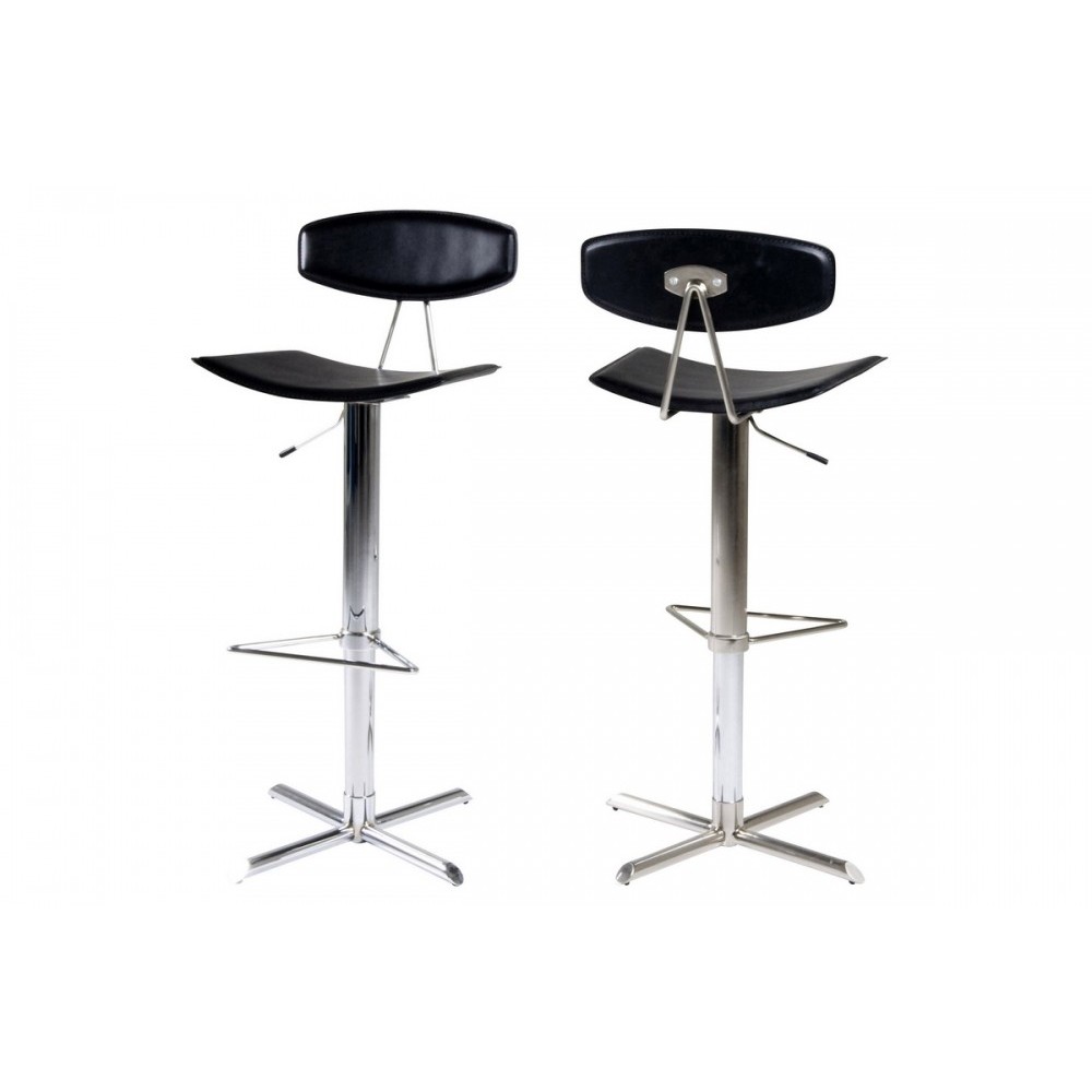 Lot de 2 tabourets design en cuir reconstitué noir, BLUNT Lot de 2 tabourets design en cuir reconstitué noir, BLUNT