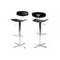 Lot de 2 tabourets design en cuir reconstitué noir, BLUNT Lot de 2 tabourets design en cuir reconstitué noir, BLUNT
