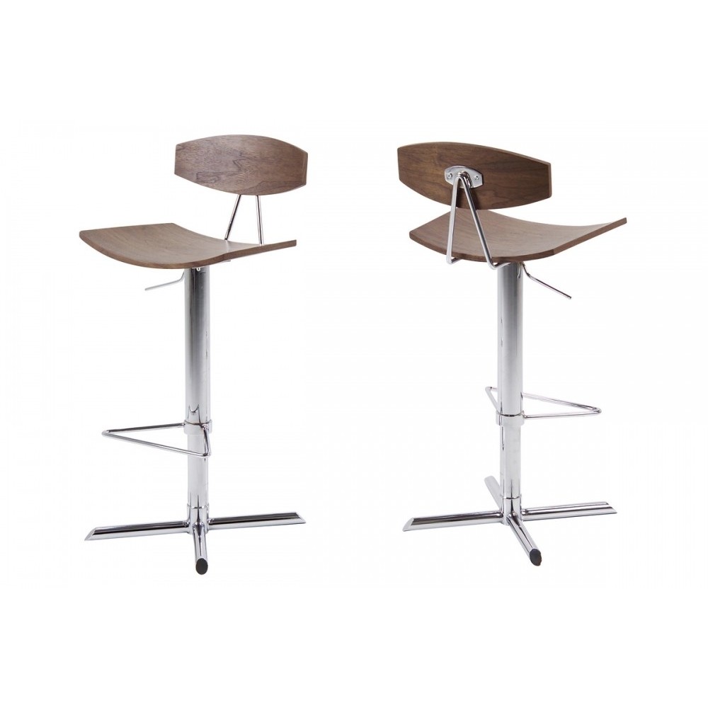 Lot de 2 tabourets design bois et chrome, BLUNT Lot de 2 tabourets design bois et chrome, BLUNT
