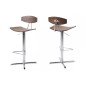 Lot de 2 tabourets design bois et chrome, BLUNT Lot de 2 tabourets design bois et chrome, BLUNT