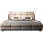 Lit design en cuir italien luxe VARESI avec sommier à lattes offert, beige, 180x200