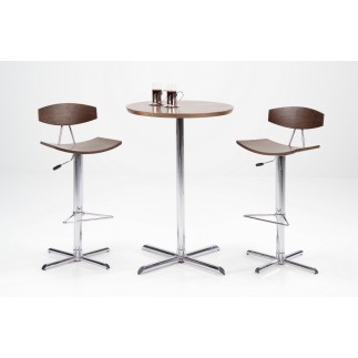 Lot de 2 tabourets design bois et chrome, BLUNT