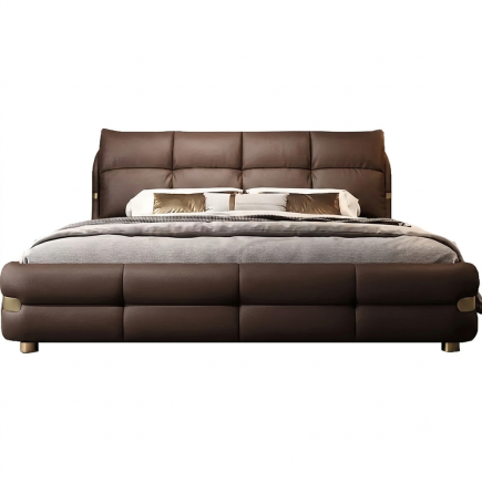 Lit design en cuir de luxe luxo, avec sommier à lattes offert, gris clair, 160x200 - Mobilier Privé