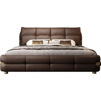 Lit design en cuir de luxe luxo, avec sommier à lattes offert, gris clair, 160x200 - Mobilier Privé