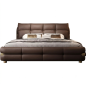 Lit design en cuir italien luxe VARESI avec sommier à lattes offert, chocolat, 180x200