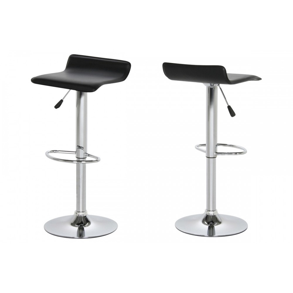 Lot de 2 tabourets design en simili cuir blanc, DAVINO, Noir Lot de 2 tabourets design en simili cuir blanc, DAVINO, Noir