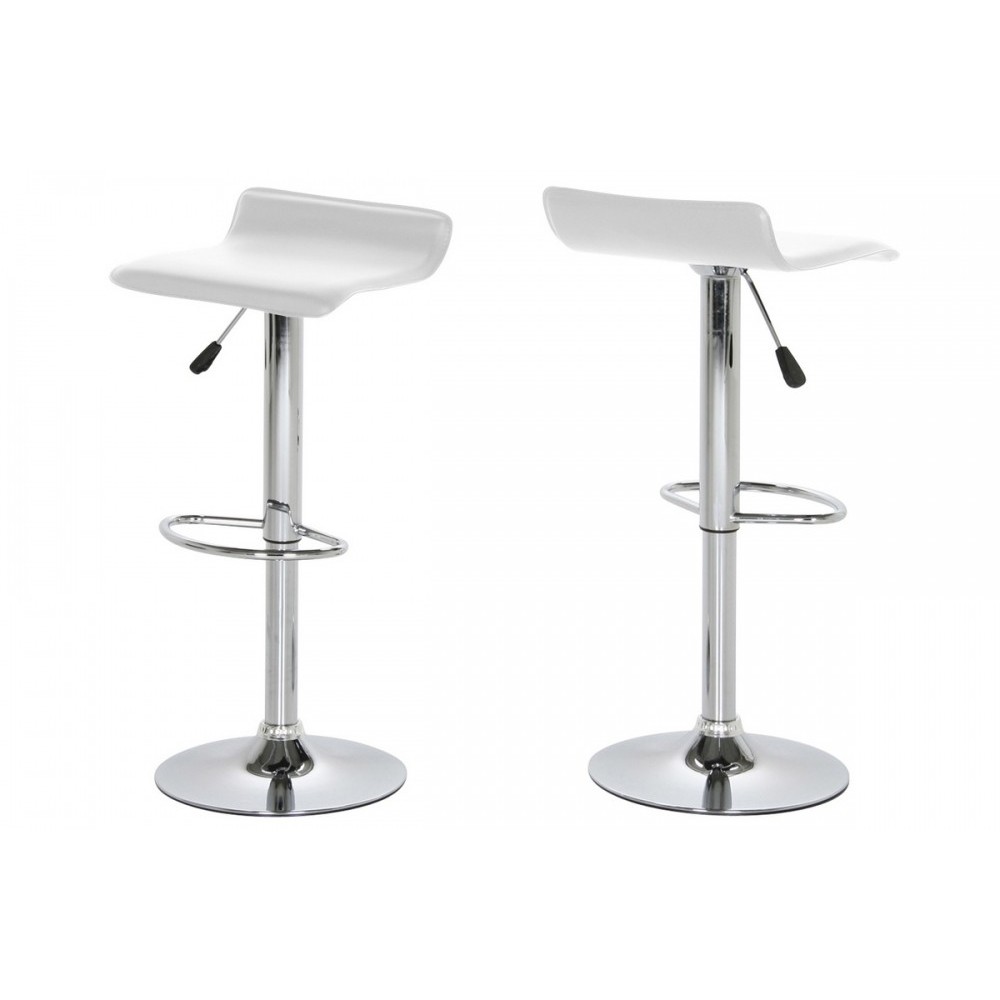 Lot de 2 tabourets design en simili cuir blanc, DAVINO Lot de 2 tabourets design en simili cuir blanc, DAVINO
