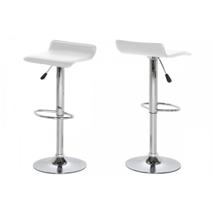 Lot de 2 tabourets design en simili cuir blanc, DAVINO