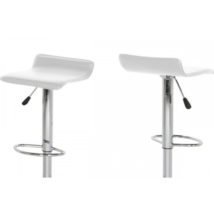 Lot de 2 tabourets design en simili cuir blanc, DAVINO